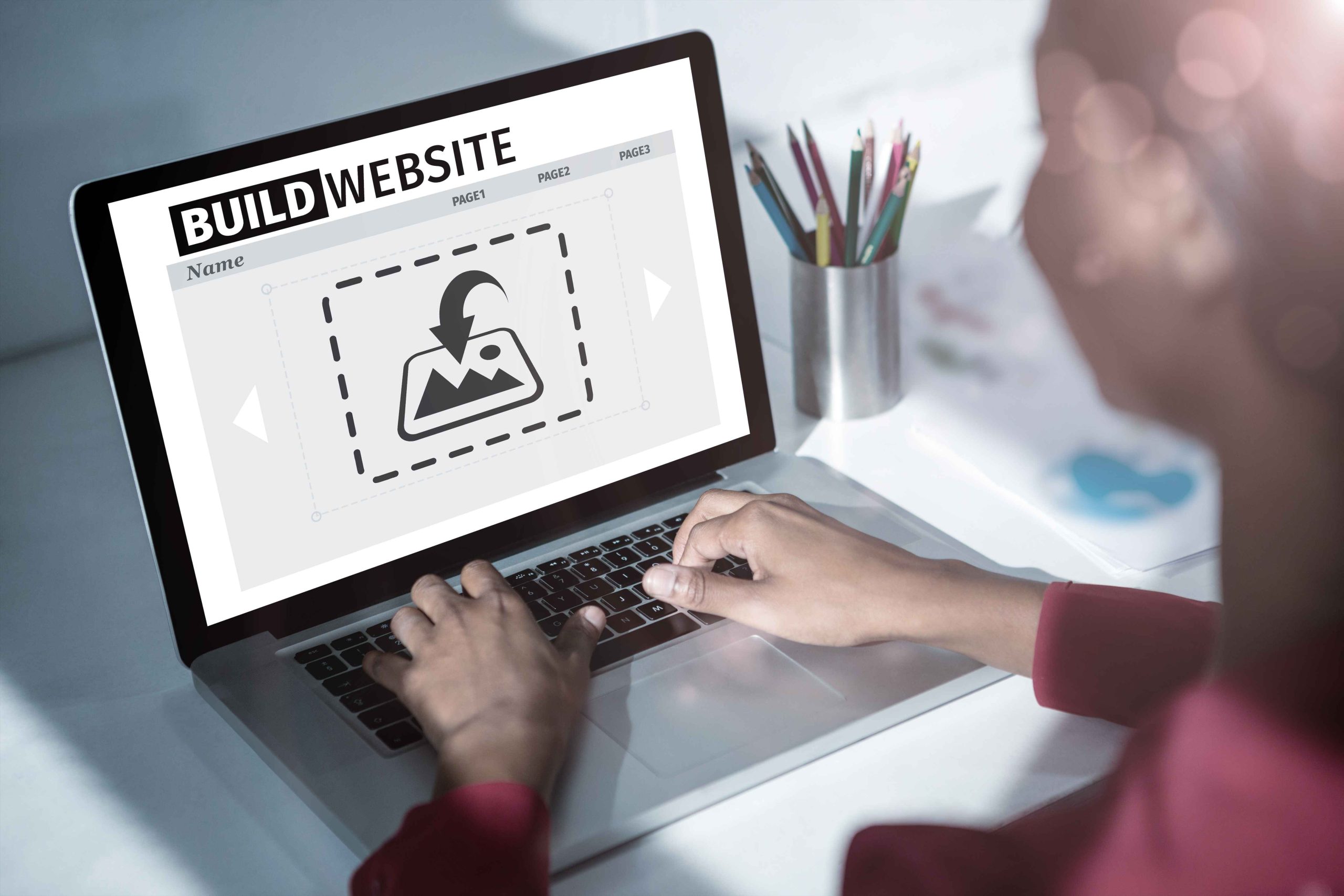 Composite image showing website interface design