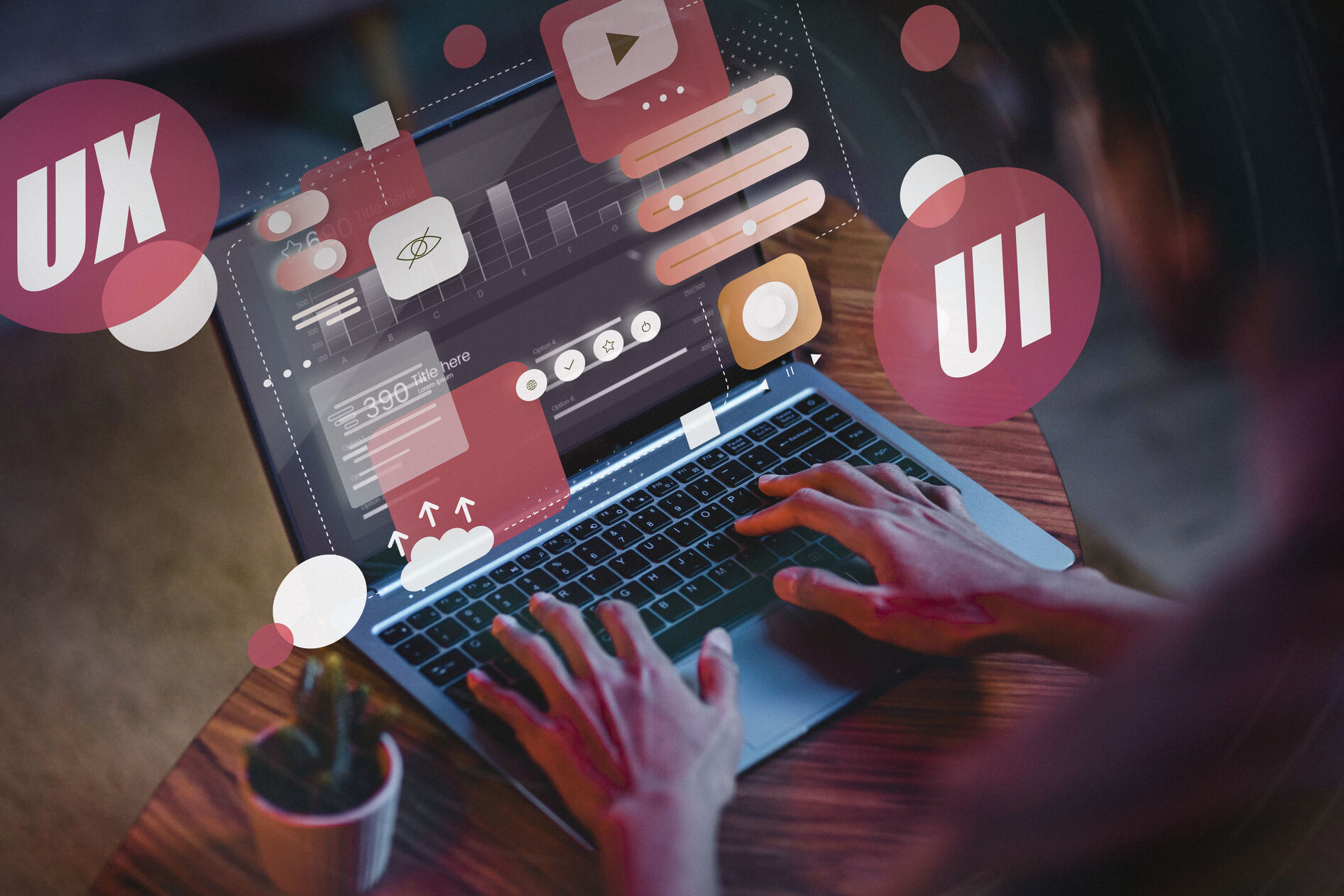 UI UX representations with laptop