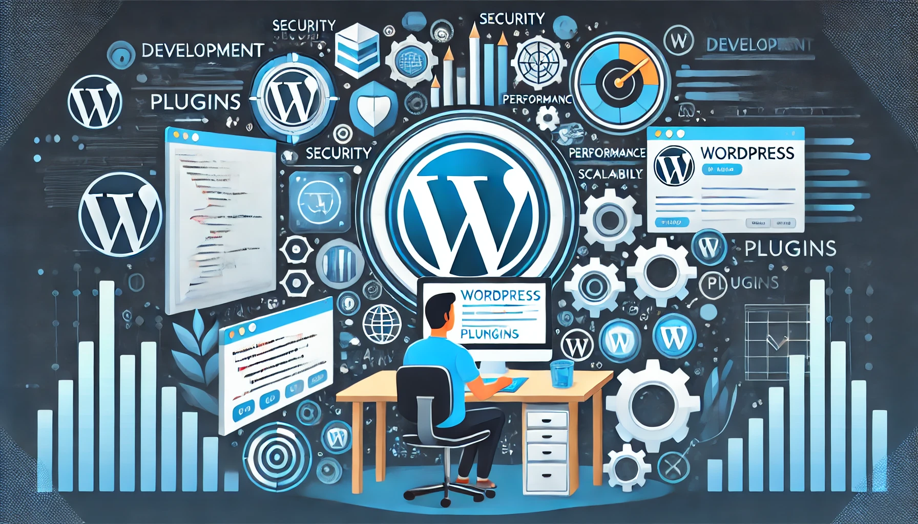 Central visual is the wordpress logo